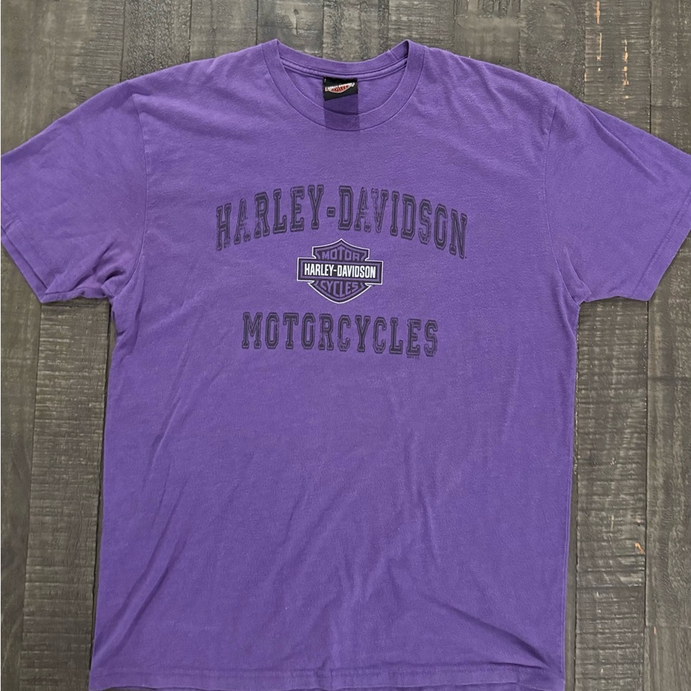 Harley Davidson Purple Graphic Tee Virginia Beach Y2K Motorcycle Biker Shirt - Picture 4 of 9